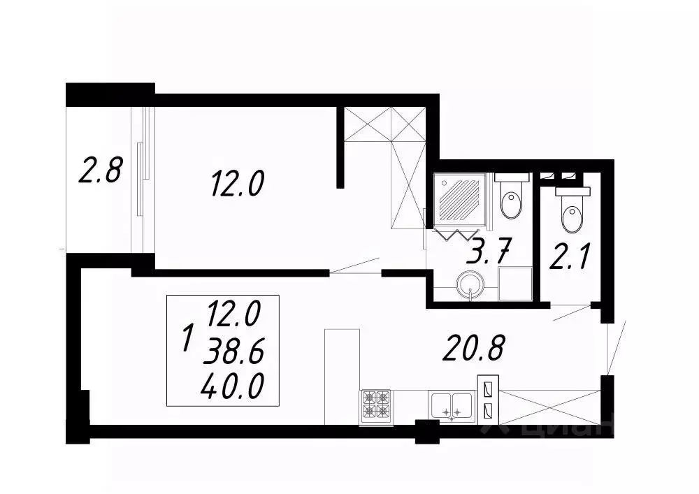 1-к кв. Ставропольский край, Ессентуки Озеро жилой комплекс (40.0 м) - Фото 1