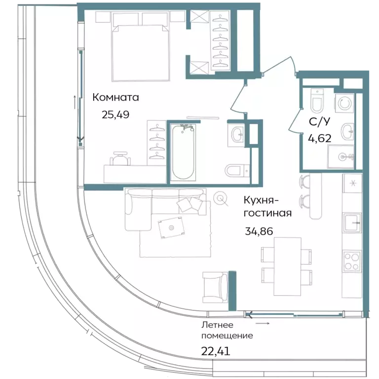 2-к квартира, 87.38 м - Фото 0