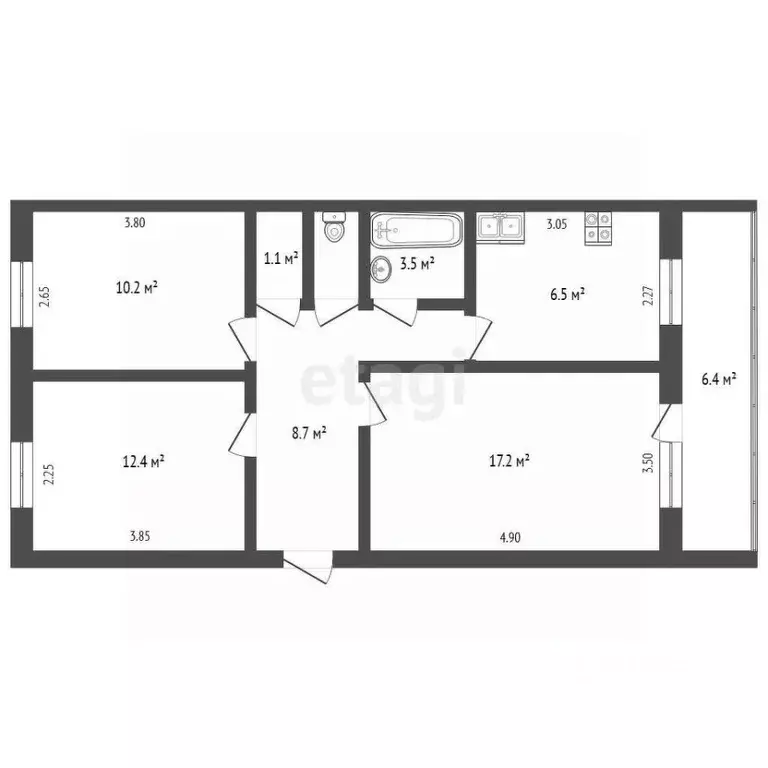 3-к кв. Башкортостан, Бирск ул. Корочкина, 1 (63.2 м) - Фото 1