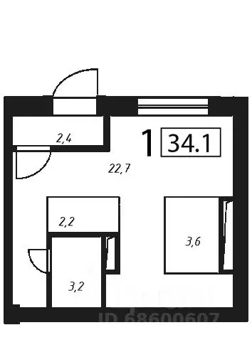 Студия Москва Жигулевская ул., 4К1 (34.1 м) - Фото 0