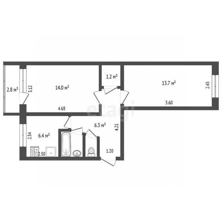 2-к кв. Пермский край, Чернушка Коммунистическая ул., 25 (46.4 м) - Фото 2