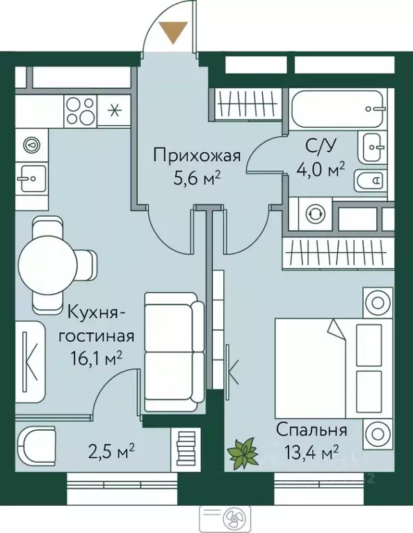 1-к кв. Волгоградская область, Волгоград Новосибирская ул., 74 (41.6 ... - Фото 0