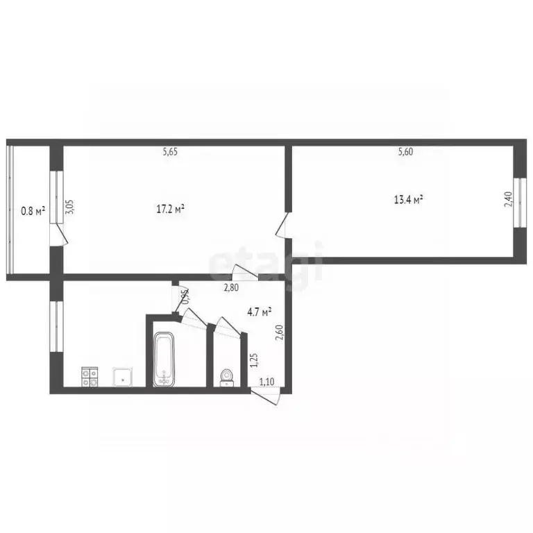 2-к кв. Брянская область, Брянск ул. Олега Кошевого, 80 (45.2 м) - Фото 2