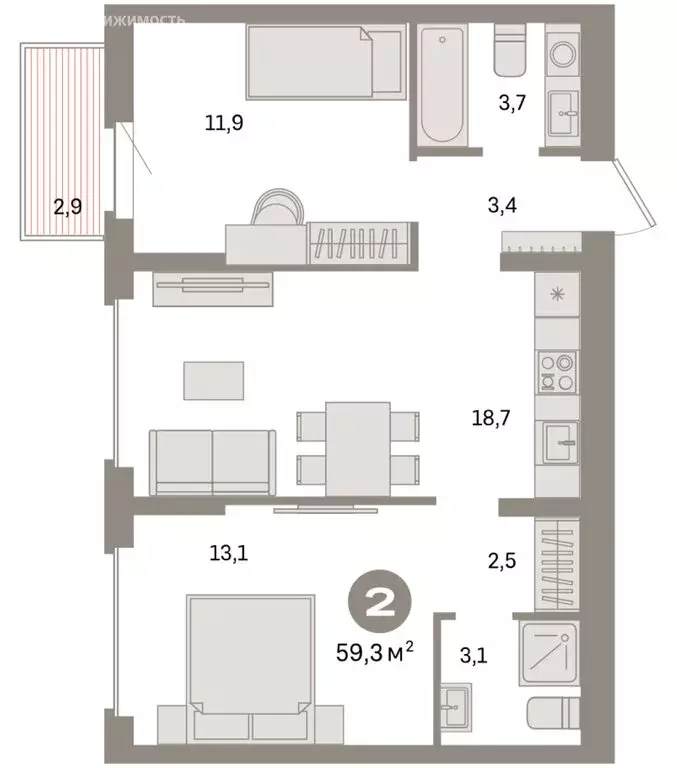 2-комнатная квартира: Екатеринбург, жилой район Сортировочный, ... - Фото 1