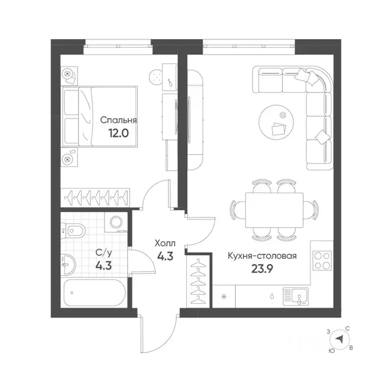 1-к кв. Свердловская область, Екатеринбург Солнечный жилрайон,  (44.5 ... - Фото 1