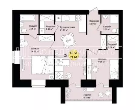 2-комнатная квартира: посёлок городского типа Медведево, улица Дмитрия ... - Фото 1