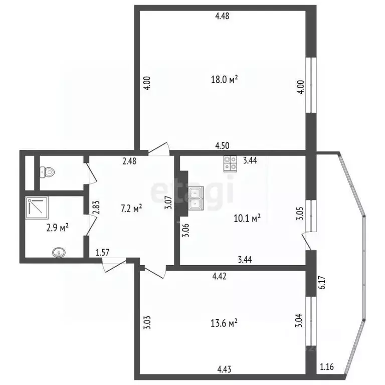 2-к кв. Орловская область, Орел Артельный пер., 8Д (52.9 м) - Фото 2