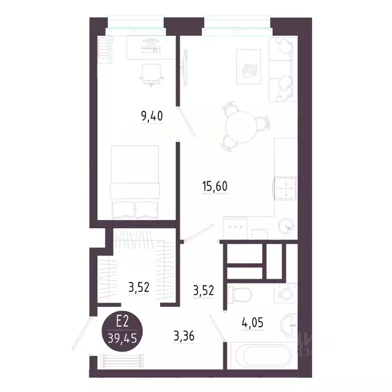 1-к кв. Тульская область, Тула ул. Пряничная, 6 (39.45 м) - Фото 0