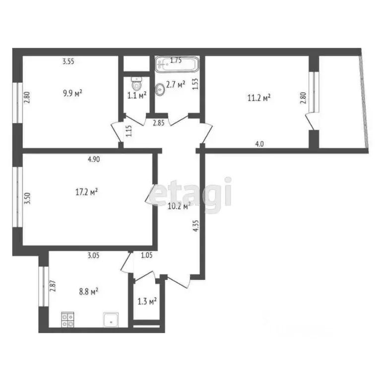 3-к кв. Самарская область, Самара Пензенская ул., 63 (65.0 м) - Фото 1