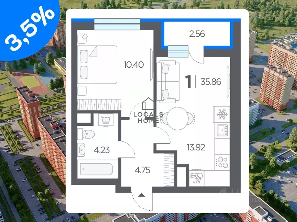 1-к кв. Рязанская область, Рязанский муниципальный округ, с. Дядьково ... - Фото 1