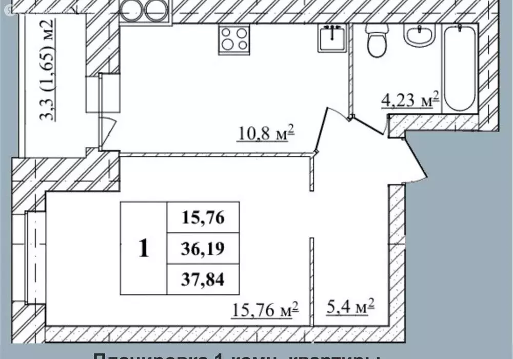 1-комнатная квартира: Ярославль, 2-й Брагинский проезд, 22 (37.84 м) - Фото 1