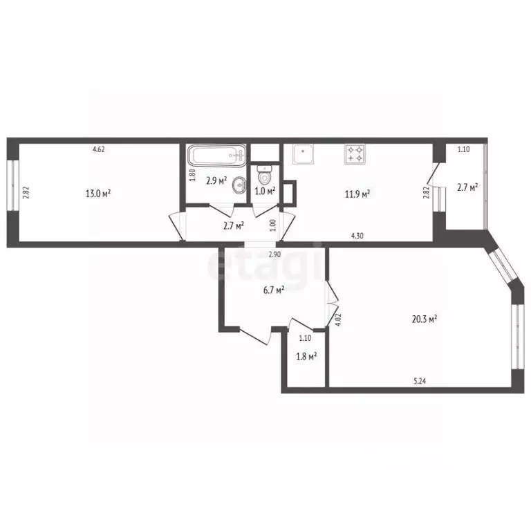 2-к кв. Московская область, Химки ул. Новозаводская, 10 (60.0 м) - Фото 2