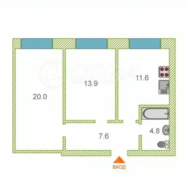 2-к кв. тюменская область, тюмень ул. республики, 204к6 (58.0 м) - Фото 1