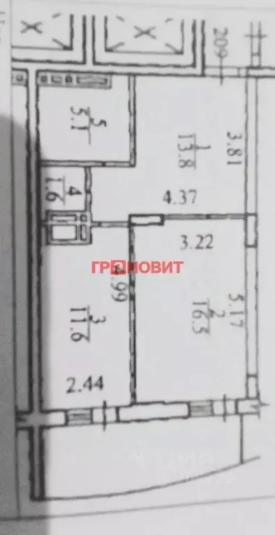 2-к кв. Новосибирская область, Новосибирск Вилюйская ул., 7 (48.6 м) - Фото 1