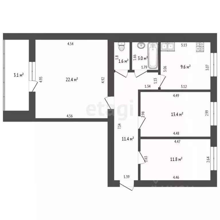 3-к кв. Мордовия, Саранск Республиканская ул., 7 (73.1 м) - Фото 0