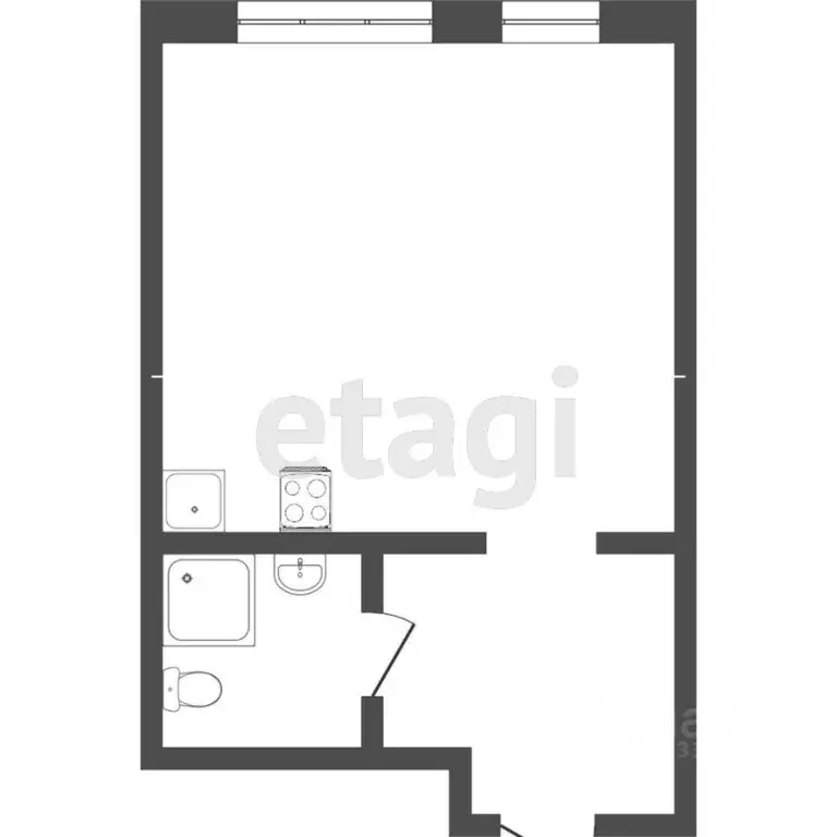 Студия Тюменская область, Тюмень Полевая ул., 117к6 (28.9 м) - Фото 1