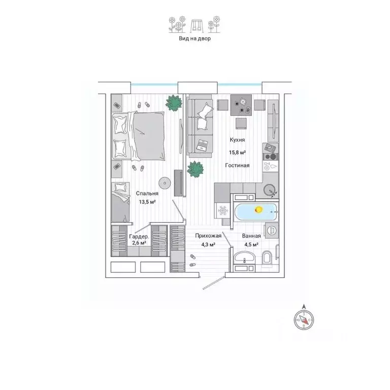 2-к кв. Приморский край, Владивосток ул. Нейбута (40.8 м) - Фото 1