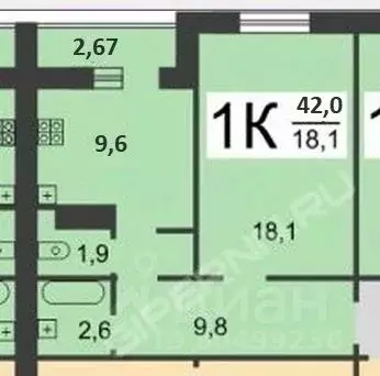 1-к кв. Нижегородская область, Нижний Новгород ул. 40 лет Победы, 18 ... - Фото 2