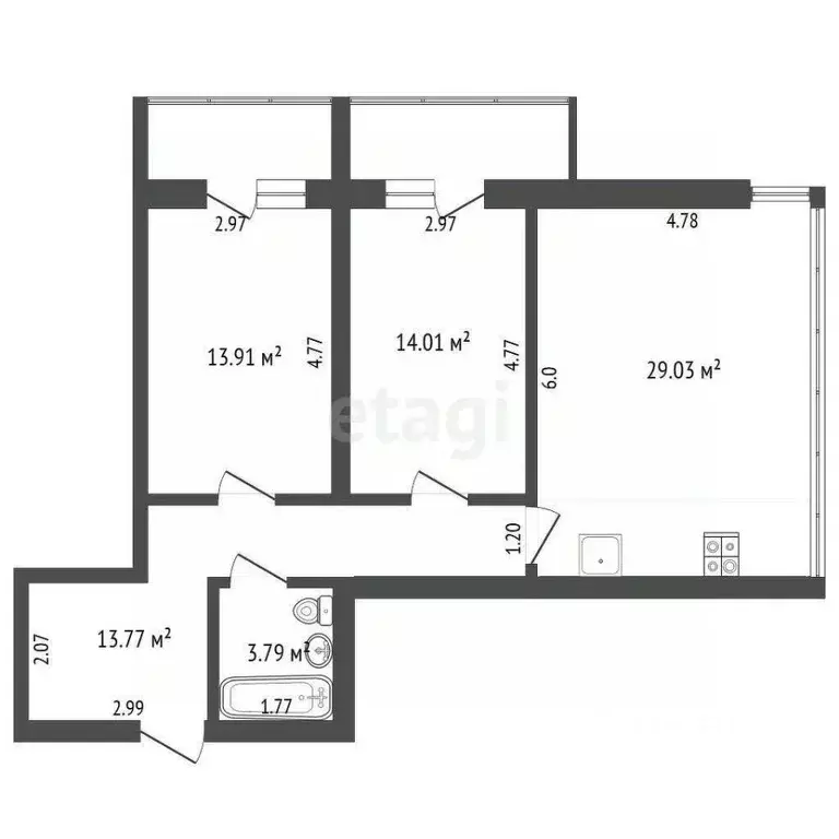 2-к кв. Вологодская область, Вологда Воркутинская ул., 15Б (74.9 м) - Фото 1