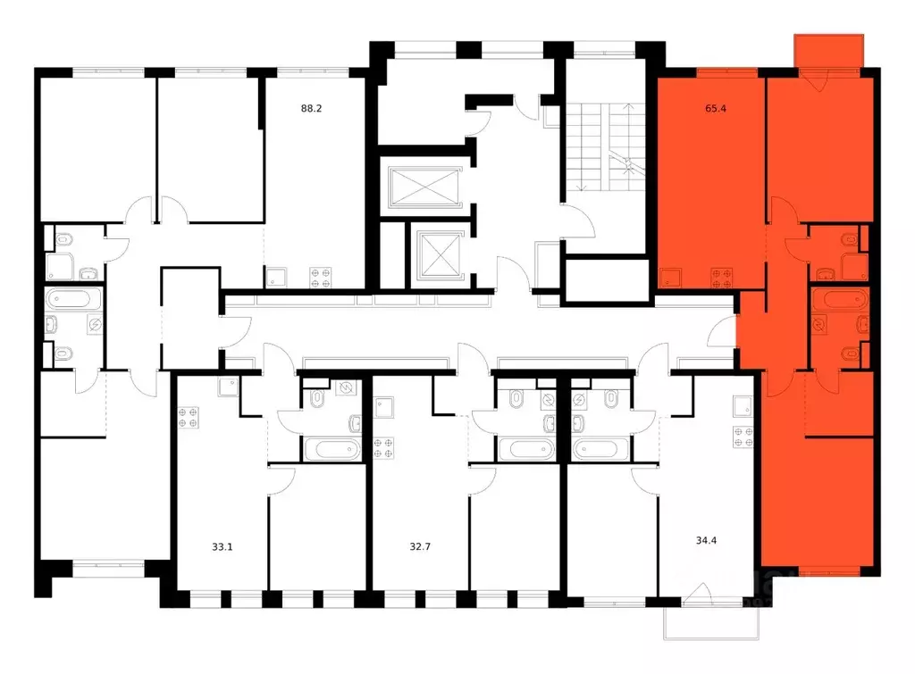 2-к кв. Москва Москворечье жилой комплекс (65.4 м) - Фото 2