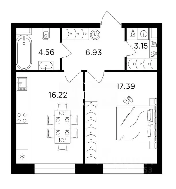 2-к кв. Москва Симоновская наб., вл2Ас5 (48.25 м) - Фото 1