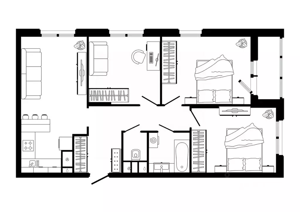3-к кв. Тульская область, Тула ул. Седова, 26к3 (77.9 м) - Фото 1