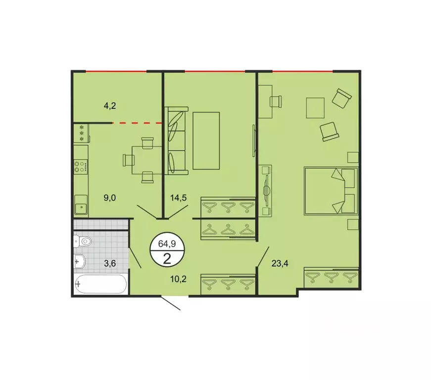 2-к кв. Ставропольский край, Георгиевск Олимп жилой комплекс (64.9 м) - Фото 0