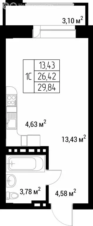 Квартира-студия: Горно-Алтайск, ЖК Олимп (29.84 м) - Фото 1