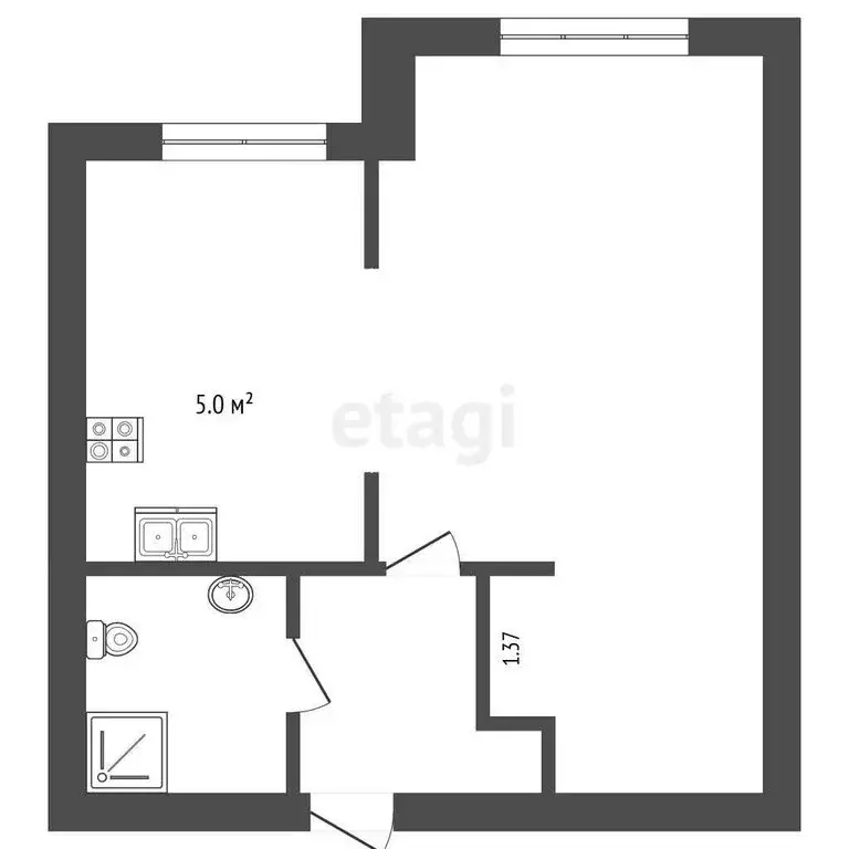 Квартира-студия: Стерлитамак, улица 7 Ноября, 101 (41.1 м) - Фото 1
