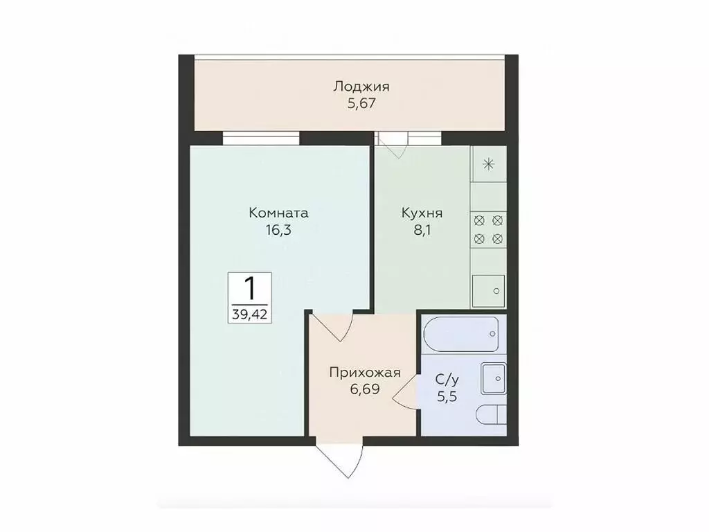 1-комнатная квартира: Самара, улица Победы, 14А (39.42 м) - Фото 0