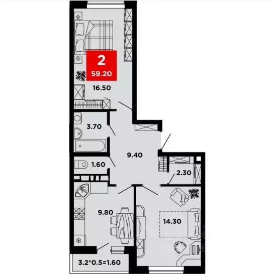 2-к кв. Краснодарский край, Краснодар ул. Им. Мурата Ахеджака, 12к4 ... - Фото 0