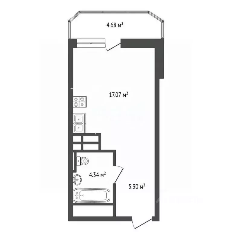 Студия Ростовская область, Ростов-на-Дону Берберовка мкр, ул. ... - Фото 2