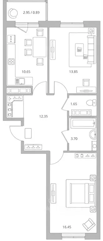2-к кв. Ленинградская область, Ломоносовский район, Виллозское ... - Фото 2