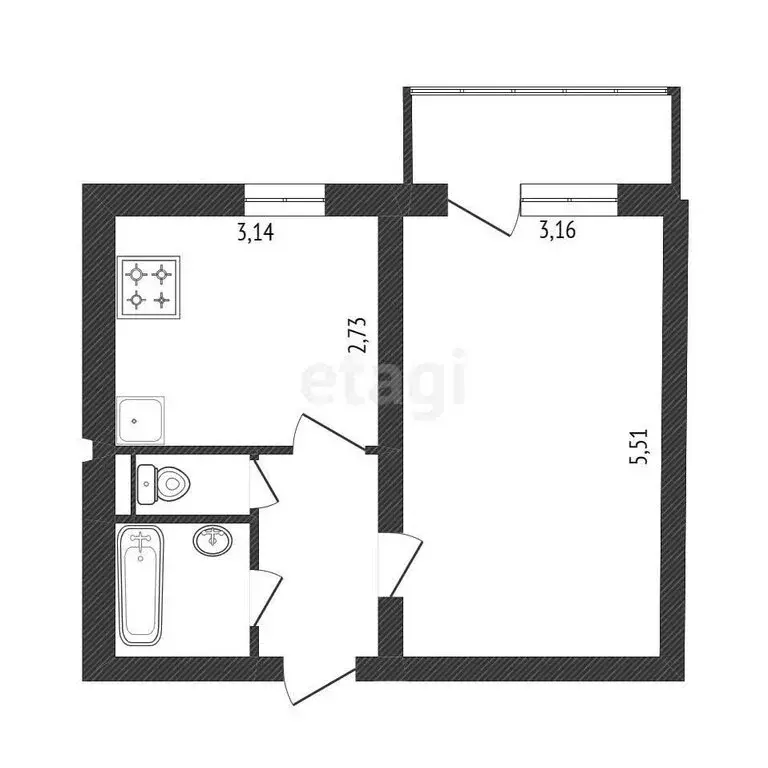 1-комнатная квартира: Белгород, Славянская улица, 7 (34 м) - Фото 1