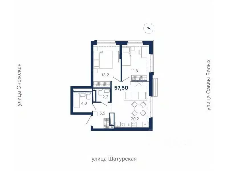 2-к кв. Свердловская область, Екатеринбург ул. Шатурская (57.5 м) - Фото 0