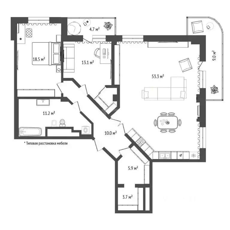 2-к кв. Тюменская область, Тюмень Фабричная ул., 5 (118.0 м) - Фото 2
