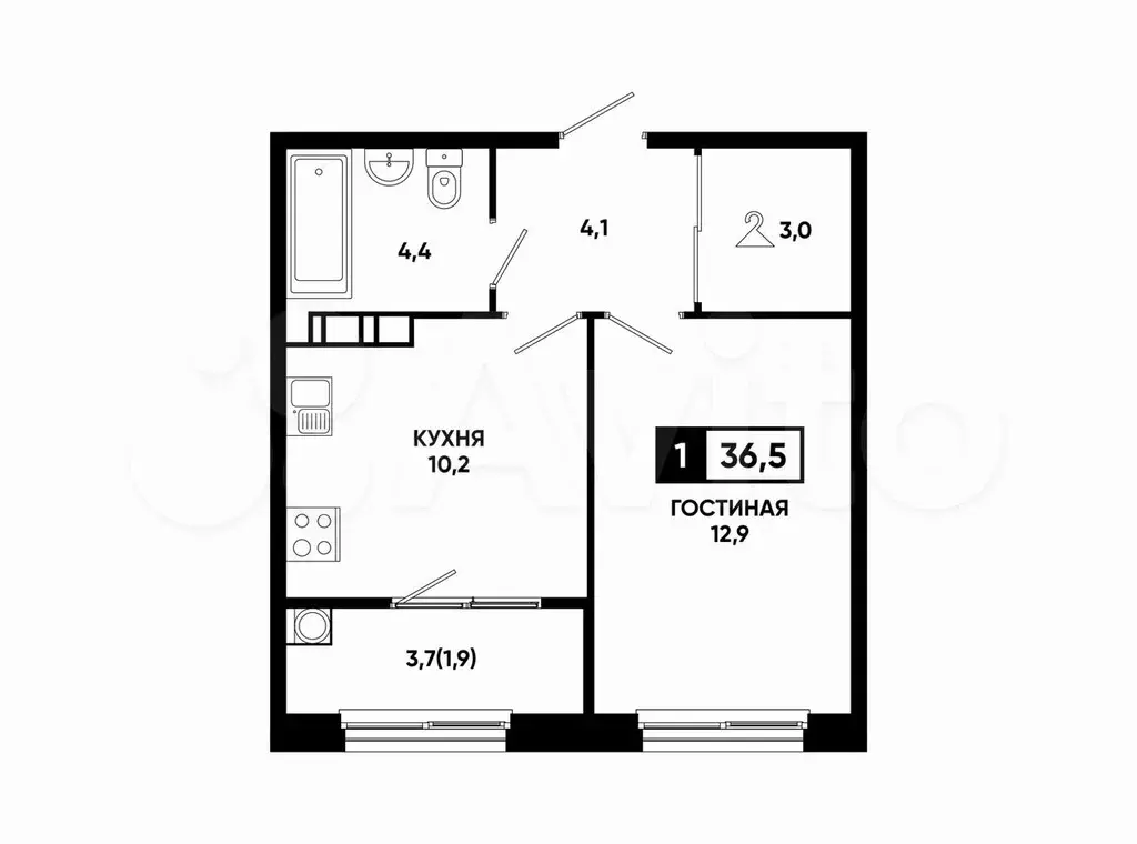 1-к. квартира, 36,5 м, 11/14 эт. - Фото 0