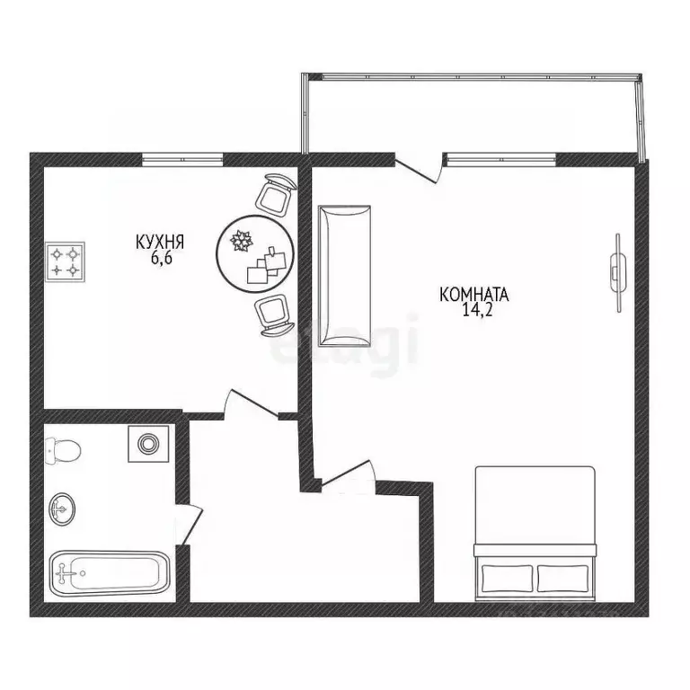 1-к кв. Белгородская область, Белгородский район, Разумное рп ул. ... - Фото 1