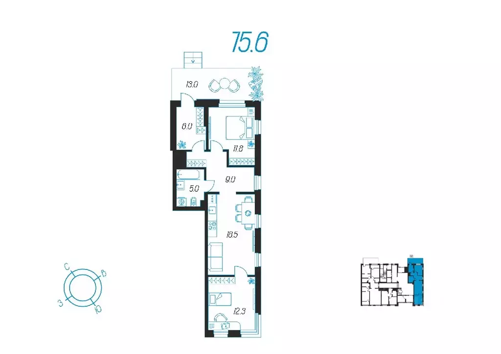 2-к кв. Тульская область, Тула ул. Михеева, 9А (66.5 м) - Фото 0