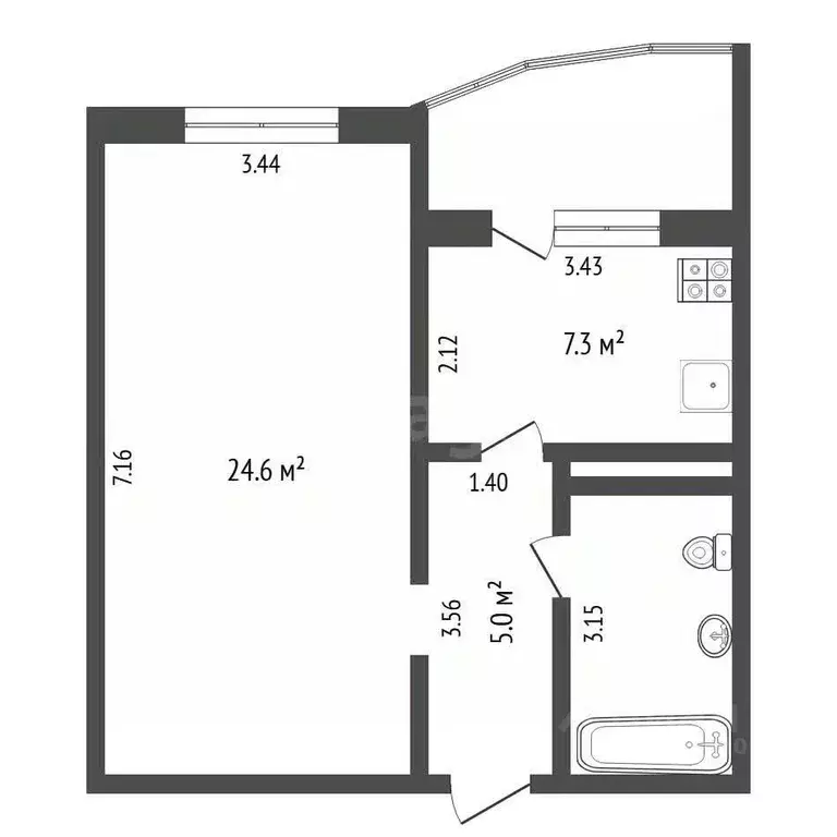 1-к кв. Тюменская область, Тюмень Широтная ул., 170к4 (43.4 м) - Фото 1