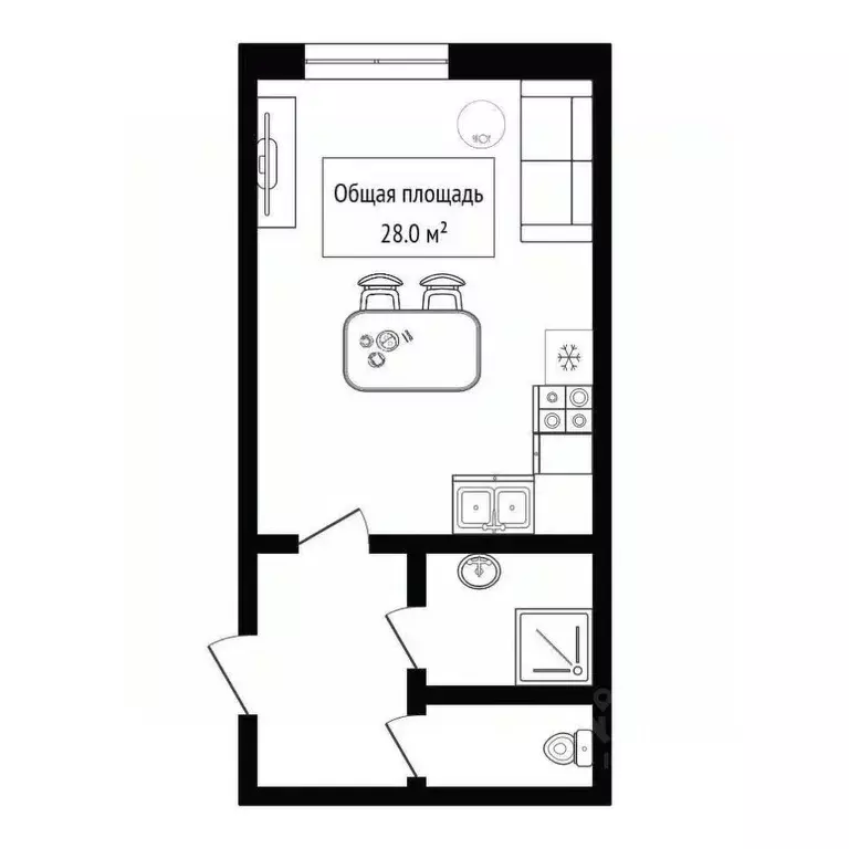 Студия Новосибирская область, Бердск ул. Попова, 35 (28.0 м) - Фото 2