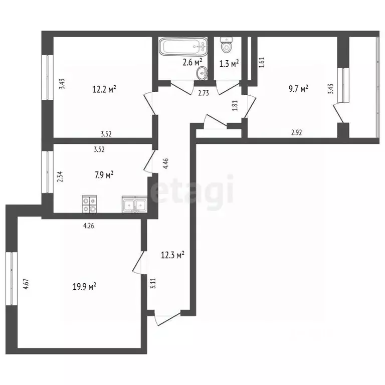 3-к кв. Крым, Ленино пгт ул. Курчатова, 3 (65.9 м) - Фото 2