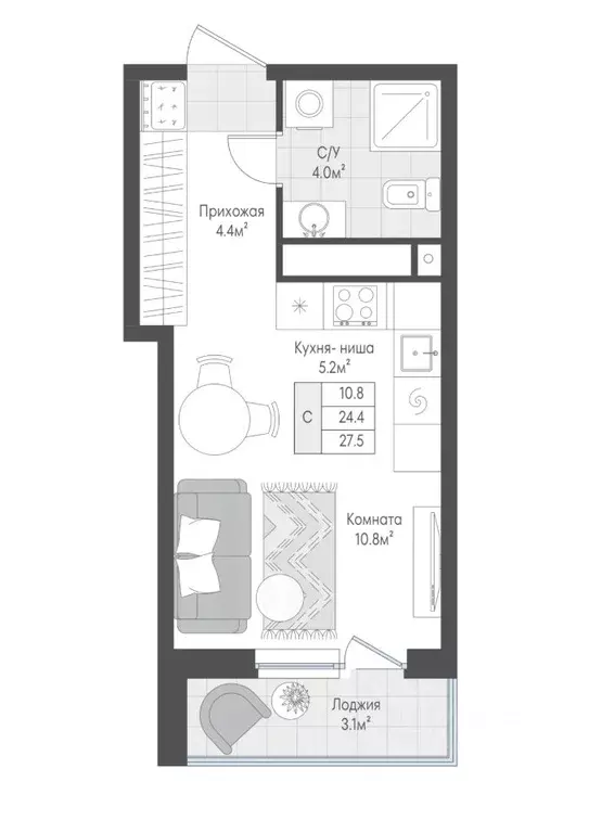 1-к кв. Тверская область, Тверь Южный мкр, Этот жилой комплекс (25.95 ... - Фото 1