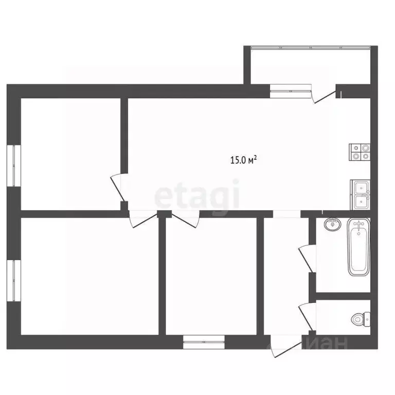 2-к кв. Татарстан, Набережные Челны просп. Сююмбике, 40блок7 (57.0 м) - Фото 2