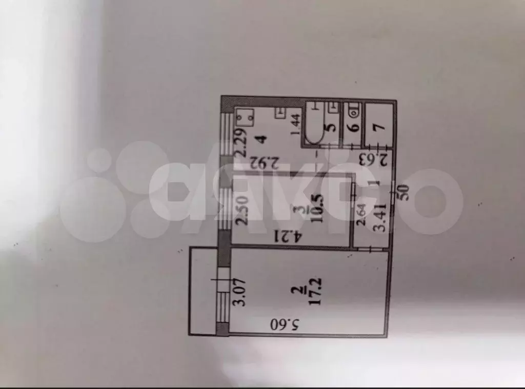 Доля в 2-к. квартире, 44 м, 2/5 эт. - Фото 0