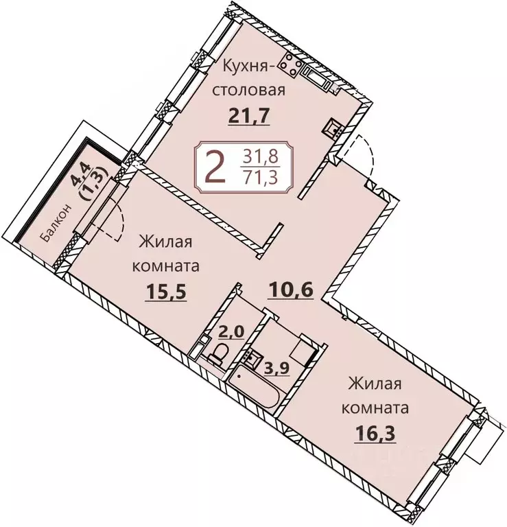 2-к кв. Чувашия, Чебоксары ул. Герцена, поз3 (71.3 м) - Фото 0