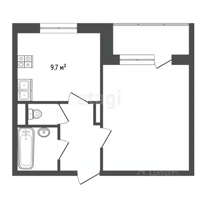 1-к кв. Московская область, Балашиха ул. Смельчак, 15 (33.4 м) - Фото 2