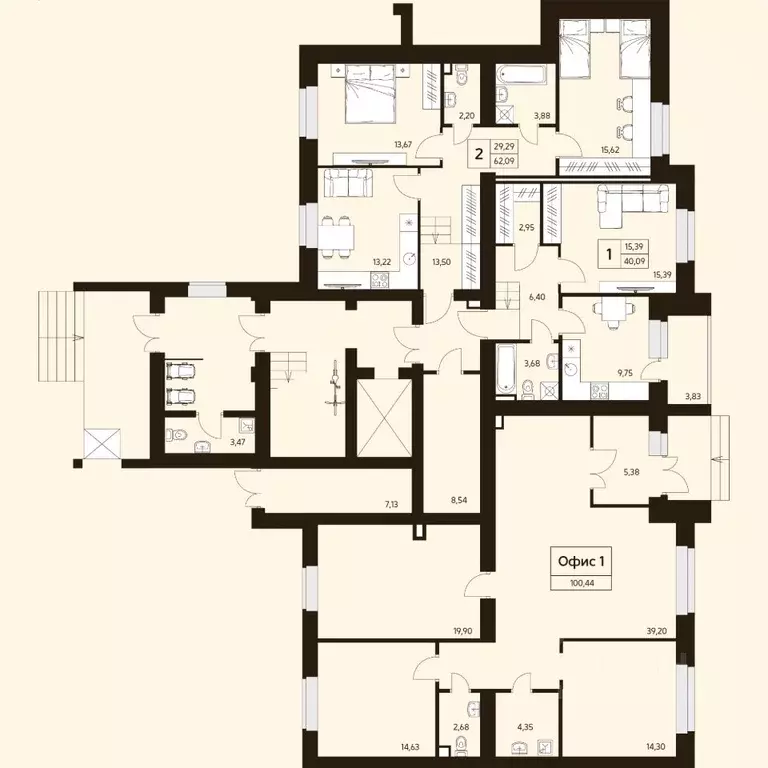 2-к кв. Башкортостан, Уфа ул. Жуковского, 19А (69.41 м) - Фото 2