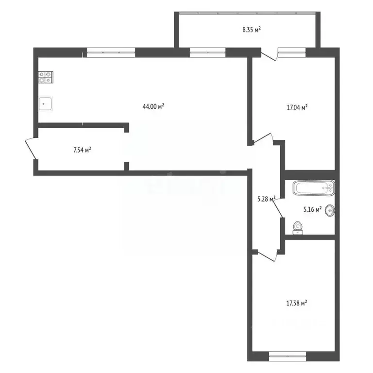 2-к кв. Тюменская область, Тюмень ул. Тимофея Кармацкого, 7 (91.8 м) - Фото 1