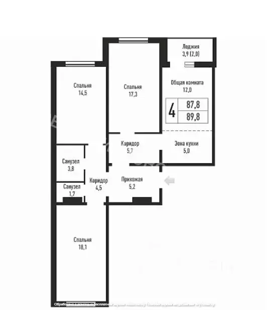 4-к кв. Алтайский край, Барнаул ул. Имени В.Т. Христенко, 7 (91.4 м) - Фото 1